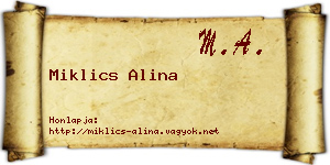 Miklics Alina névjegykártya