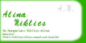 alina miklics business card
